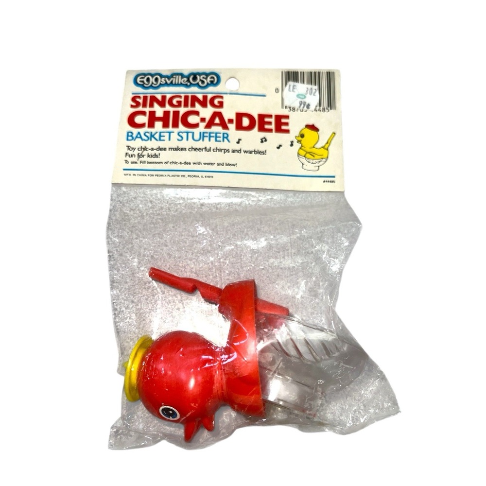 Singing Chic A Dee Red Plastic Bird Water Whistle New Old‎ Stock Easter toy